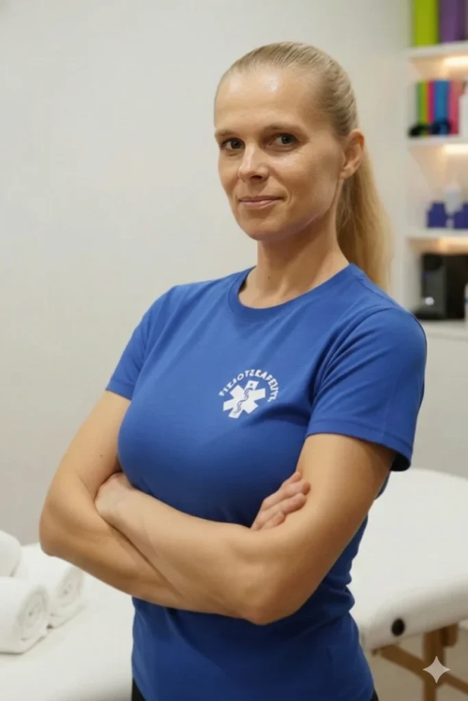 Magdalena Jagielska fizjoterapeutka podczas pracy w gabinecie